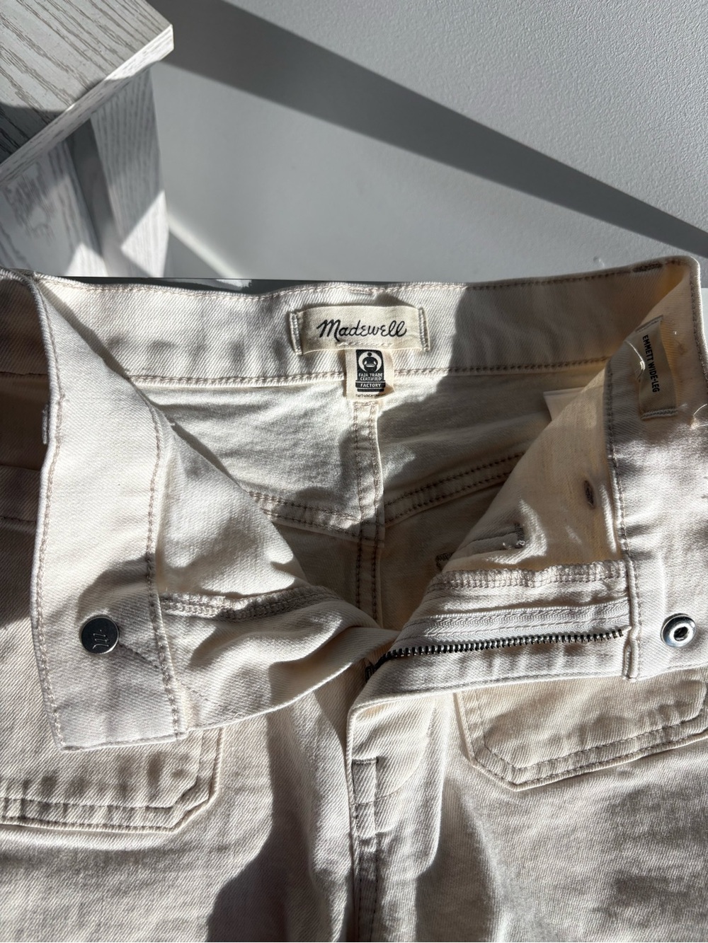 Madewell Emmett Wide-Leg Jeans in Light Cream